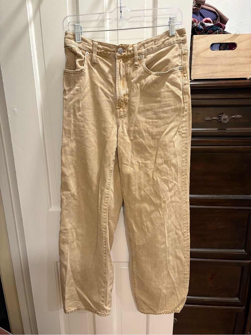 Madewell Khaki/Beige High-Waist Wide Leg Jeans